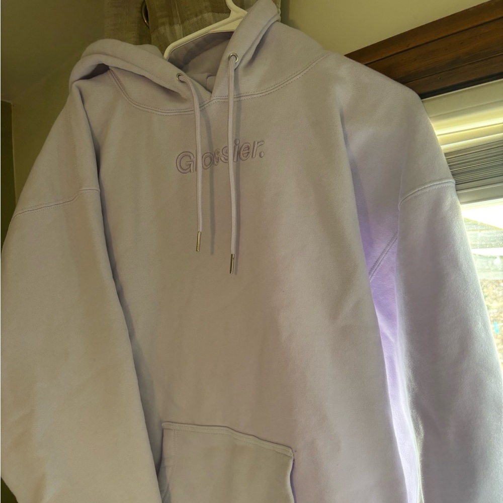 Glossier lilac embroidered sweatshirt! 
Like new condition- worn one time